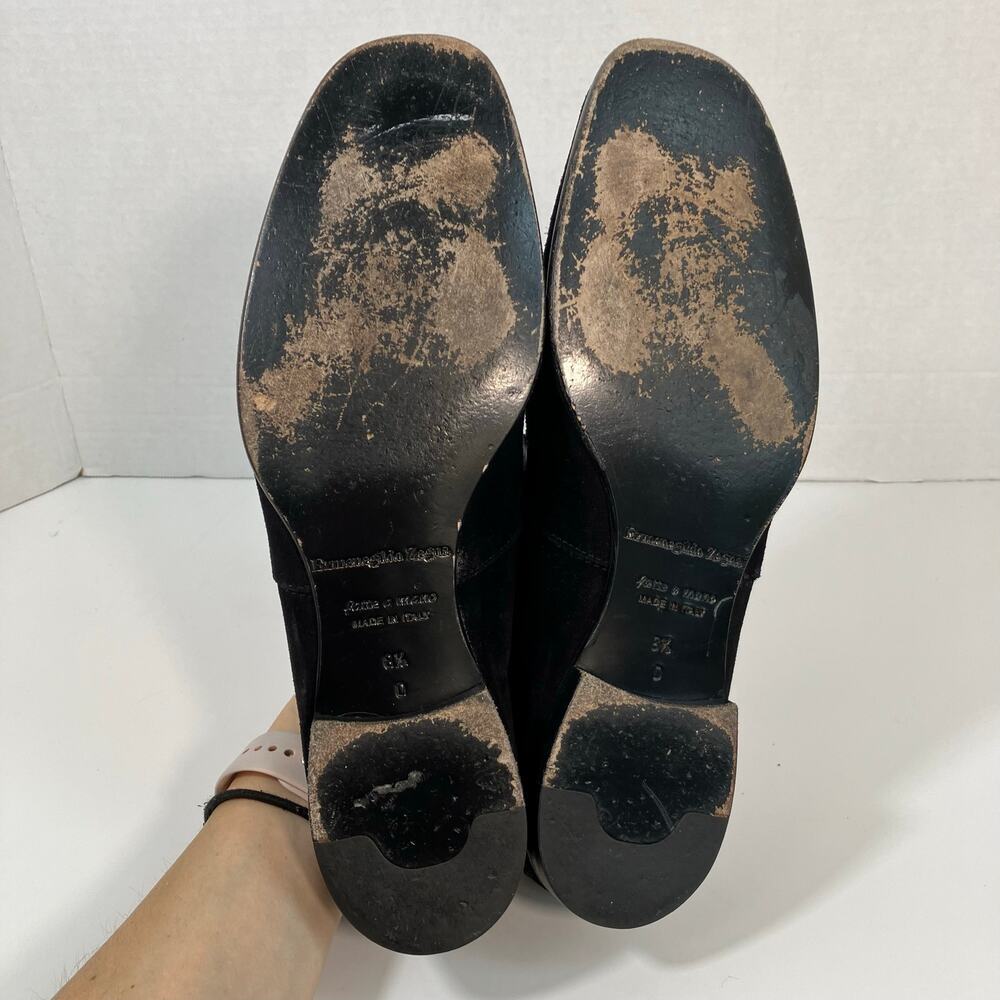 Ermenegildo Zegna Men’s 8.5 Black Suede Slip-On Horsebit Loafers Italian Made - Picture 14 of 16